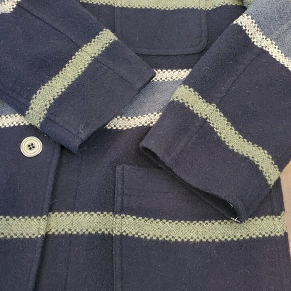 90s Boyfriend Blazer Navy Blue Striped  Wool Blend‎ Preppy Sz Small - Picture 6 of 11